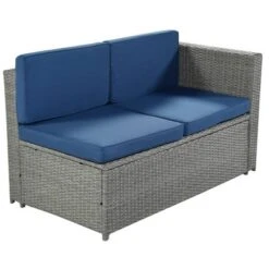 9pc Wicker Patio Conversation Set With Cushions - Blue - GODEER -Crosley Sales Store GUEST 96706228 a80a 4bc7 854e a5902361c4b7