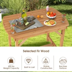 Costway Patio Outdoor Fir Wood Dining Table 1.5'' Umbrella Hole Backyard Garden Natural 13 Costway Patio Outdoor Fir Wood Dining Table 1.5'' Umbrella Hole Backyard Garden Natural -Crosley Sales Store GUEST 974b24f6 73b2 4418 b718 bdb0b6a55eb5