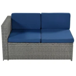 9pc Wicker Patio Conversation Set With Cushions - Blue - GODEER -Crosley Sales Store GUEST 97d2c8fd 6886 4b7e 9a6a 9bd3c5d41635