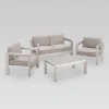 Aviara 4pc Aluminum Chat Set - Silver/Khaki - Christopher Knight Home