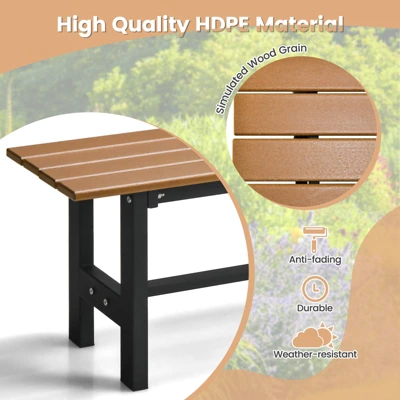 Costway 2PCS Outdoor HDPE Bench With Metal Frame 47'' X 14'' X 16'' For Yard Garden Brown/Black/Gray 5 Costway 2PCS Outdoor HDPE Bench With Metal Frame 47'' X 14'' X 16'' For Yard Garden Brown/Black/Gray - Image 5