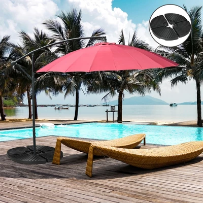 Outsunny 4-Piece 150lb Cantilever Patio Umbrella Base Weights For Offset Hanging Umbrella, Fasteners, Wicker-like HDPE Water Or Sand Weights, Black 1 Outsunny 4-Piece 150lb Cantilever Patio Umbrella Base Weights For Offset Hanging Umbrella, Fasteners, Wicker-like HDPE Water Or Sand Weights, Black