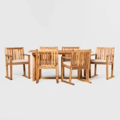 Saracina Home 7pc Modern Slatted Acacia Outdoor Dining Set With Trapezoid Legs 11 Saracina Home 7pc Modern Slatted Acacia Outdoor Dining Set With Trapezoid Legs -Crosley Sales Store GUEST 9889baa9 16cd 49e5 96b0 15f22df1dab4