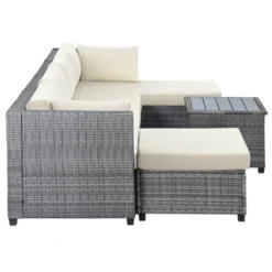 7pc Outdoor Wicker Seating Set With Cushions - Beige - GODEER -Crosley Sales Store GUEST 990a37e3 e57a 4df8 a04f 7b129f714889