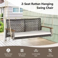 Tangkula 2-Seat Rattan Porch Swing Chair Outdoor Wicker Swing Bench W/ Seat Cushion 11 Tangkula 2-Seat Rattan Porch Swing Chair Outdoor Wicker Swing Bench W/ Seat Cushion -Crosley Sales Store GUEST 9939568c c044 492d bf22 ca31c6ddc6d2