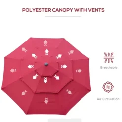 Outsunny 9FT 3 Tiers Patio Umbrella Outdoor Market Umbrella With Crank, Push Button Tilt For Deck, Backyard And Lawn -Crosley Sales Store GUEST 9990ae31 d4fe 4834 b123 8244053244e8
