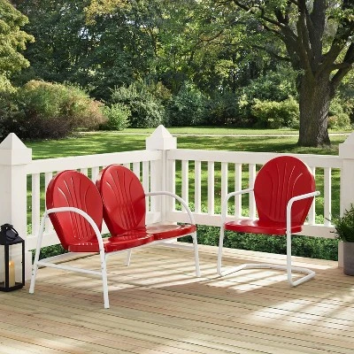 Griffith 2pc Outdoor Seating Set - Bright Red - Crosley 3 Griffith 2pc Outdoor Seating Set - Bright Red - Crosley - Image 3
