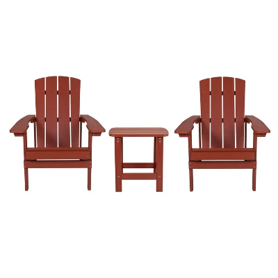 Emma And Oliver Three Piece Hammond Adirondack Style Conversation Set With Two Chairs And Matching Side Table For Indoor And Outdoor Use 17 Emma And Oliver Three Piece Hammond Adirondack Style Conversation Set With Two Chairs And Matching Side Table For Indoor And Outdoor Use - Image 17