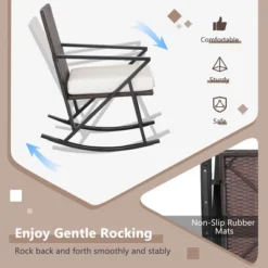 Costway 3PCS Patio Rattan Wicker Rocking Chairs Table Bistro Set Cushioned Rocker Garden -Crosley Sales Store GUEST 9b9b5b9e f620 4ce0 82e2 b8f88037bb8c