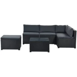 6pc Wicker Patio Conversation Set With Cushions - Black/Gray - GODEER 28 6pc Wicker Patio Conversation Set With Cushions - Black/Gray - GODEER -Crosley Sales Store GUEST 9bd3ea7e ae32 47a3 b09f 59232b79b7b7