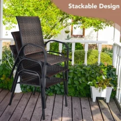 Tangkula 6PCS Outdoor PE Wicker Stacking Dining Chairs Patio Arm Chairs -Crosley Sales Store GUEST 9c99cf4c 8f0c 4933 835c 20552edbfd6d