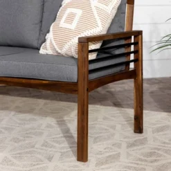 Saybrook Modern Metal And Wood Patio Loveseat - Gray/Dark Brown - Saracina Home -Crosley Sales Store GUEST 9d3c59a7 d784 409b 8d9b 2ff43d11dbb3