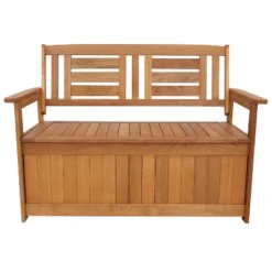 Sunnydaze Decor Sunnydaze Outdoor Meranti Wood With Teak Oil Finish 2-Person Garden Storage Bench Seat - 47" - Brown -Crosley Sales Store GUEST 9d68fc6b 5879 4872 8320 c4c4d0a48a99