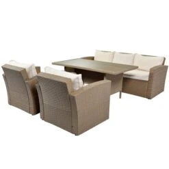 4pc Outdoor Wicker Conversation Set With Cushions - Beige - GODEER -Crosley Sales Store GUEST 9da04c05 759b 4902 b282 4e455fc059c9