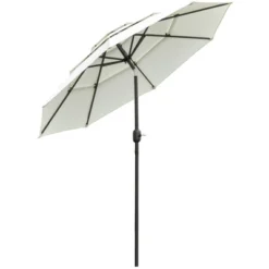 Outsunny 9FT 3 Tiers Patio Umbrella Outdoor Market Umbrella With Crank, Push Button Tilt For Deck, Backyard And Lawn -Crosley Sales Store GUEST 9dd9c785 fa34 4eb0 9c6b 167d14561f27