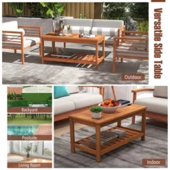 Costway Patio Coffee Table 2-Tier Outdoor Side Rectangle Side Table Solid Wood Porch -Crosley Sales Store GUEST 9feba0bf 8600 4e92 9e8b 4f17425f7461