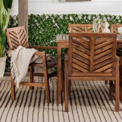 7pc Slatted Chevron Acacia Patio Dining Set - Saracina Home -Crosley Sales Store GUEST a03b2e41 9299 4237 9dcd 98c1686e592c