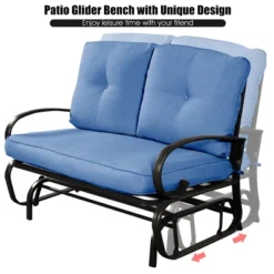 Costway Glider Outdoor Patio Rocking Bench Loveseat Cushioned Seat Steel Frame Blue -Crosley Sales Store GUEST a07029e9 07ef 4886 99e2 fc11d54a8057