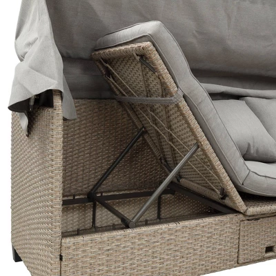 4pc Outdoor Adjustable Wicker Sectional Set With Canopy & Table - GODEER 11 4pc Outdoor Adjustable Wicker Sectional Set With Canopy & Table - GODEER - Image 11