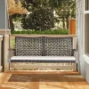 Tangkula 2-Seat Rattan Porch Swing Chair Outdoor Wicker Swing Bench W/ Seat Cushion