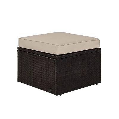 Palm Harbor Outdoor Wicker Ottoman - Sand - Crosley 3 Palm Harbor Outdoor Wicker Ottoman - Sand - Crosley - Image 3