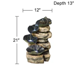 John Timberland Frog And Four Lily Pad Rustic Cascading Outdoor Floor Water Fountain With LED Light 21" For Yard Garden Patio Home Deck Porch Exterior -Crosley Sales Store GUEST a254e081 6ec0 4c3f 94a5 46a081a3149e