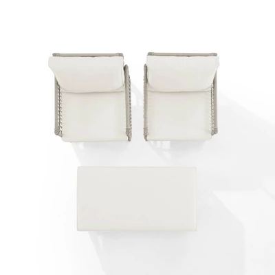 3pc Thatcher Outdoor Steel Chair & Ottoman Set Creme/Driftwood - Crosley 11 3pc Thatcher Outdoor Steel Chair & Ottoman Set Creme/Driftwood - Crosley - Image 11