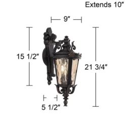 John Timberland Casa Marseille Rustic Outdoor Wall Light Fixture Valencia Bronze Scroll 21 3/4" Champagne Hammered Glass For Post Exterior Barn Deck -Crosley Sales Store GUEST a4618dd3 460f 46e0 92c2 1ea5f5cdc606