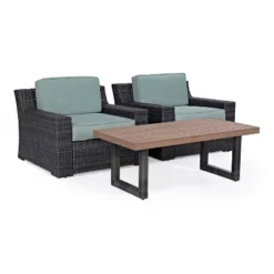 Beaufort 3pc Outdoor Wicker Seating Set With Coffee Table - Mist - Crosley -Crosley Sales Store GUEST a48fbd5c 9a09 4967 a5c3 76e2a282ef17