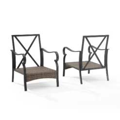 2pk Dahlia Outdoor Steel Arm Chairs Taupe/Matte Black - Crosley -Crosley Sales Store GUEST a59c3d1e 9d2e 41f7 a465 a03d7e675f83
