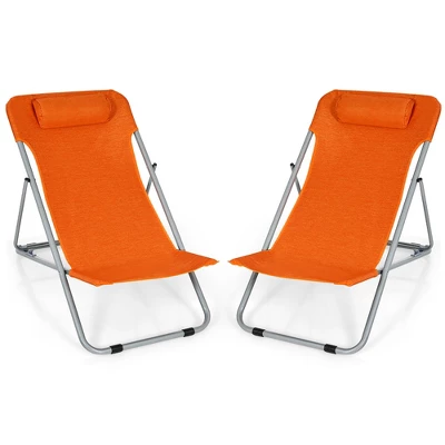 Costway Set Of 2 Beach Chair Portable 3-Position Lounge Chair W/ Headrest BlueGreenOrange 11 Costway Set Of 2 Beach Chair Portable 3-Position Lounge Chair W/ Headrest BlueGreenOrange - Image 11