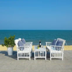 Rocklin 4pc Living Set - Gray/Beige/Navy - Safavieh -Crosley Sales Store GUEST a722e465 fc99 43d8 80a1 c14cd3f3c5fa