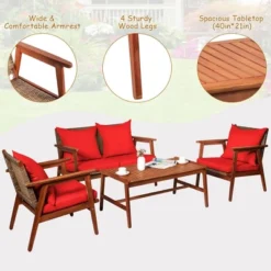 Costway 4PCS Patio Rattan Furniture Set Acacia Wood Frame Cushioned Sofa Chair 17 Costway 4PCS Patio Rattan Furniture Set Acacia Wood Frame Cushioned Sofa Chair -Crosley Sales Store GUEST a81a5c1b 4c57 4d57 afaf 8909ec72f86a