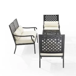 4pc Alistair Outdoor Steel Conversation Set Creme/Matte Black - Crosley -Crosley Sales Store GUEST a822b0e9 fff0 478d 99e9 0de35e94bbf7