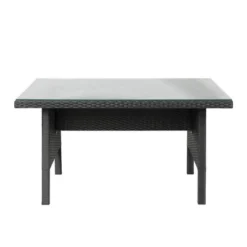 6pc Wicker Patio Conversation Set With Glass Table Ottomans & Cushions - Black/Dark Gray - GODEER -Crosley Sales Store GUEST a8289a35 1bdc 400b aa1e 0ad2f1b6dbd7