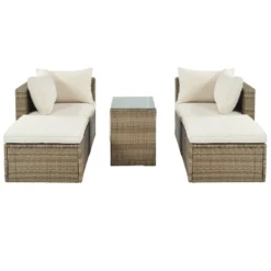 5pc Wicker Patio Seating Set With Cushions - Brown/Beige - GODEER -Crosley Sales Store GUEST a83034c1 3c53 4e06 b0e3 3f96ddc0ffab