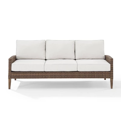 Capella Outdoor Wicker Sofa - Cream/Brown - Crosley 5 Capella Outdoor Wicker Sofa - Cream/Brown - Crosley - Image 5