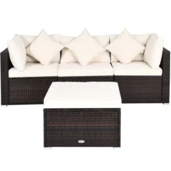 Costway 4PCS Patio Rattan Wicker Sofa Furniture Set Cushioned Conversation Ottoman Set 17 Costway 4PCS Patio Rattan Wicker Sofa Furniture Set Cushioned Conversation Ottoman Set -Crosley Sales Store GUEST a8b2451e 911f 414e afaa 8c7128293ca1