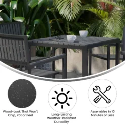 Merrick Lane 5 Piece Indoor/Outdoor Dining Set With Table And Four Chairs With Black Poly Resin Slats 16 Merrick Lane 5 Piece Indoor/Outdoor Dining Set With Table And Four Chairs With Black Poly Resin Slats -Crosley Sales Store GUEST aac46633 9fb3 4b28 92c8 1551ef9f7bc2