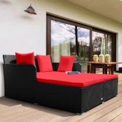 Tangkula Patio Rattan Daybed With 4 Pillows Cushioned Sofa For Outdoor -Crosley Sales Store GUEST ab02ff80 66f4 48cd bb3a 71b8df6cfce9