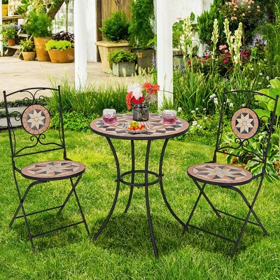 3pcs Patio Bistro Set Outdoor Patio Conversation Furniture Folding Dining Garden 3 3pcs Patio Bistro Set Outdoor Patio Conversation Furniture Folding Dining Garden - Image 3