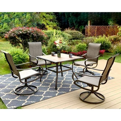 37"x37" Square Patio Dining Table With Umbrella Hole - Captiva Designs 6 37"x37" Square Patio Dining Table With Umbrella Hole - Captiva Designs - Image 6