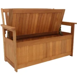 Sunnydaze Decor Sunnydaze Outdoor Meranti Wood With Teak Oil Finish 2-Person Garden Storage Bench Seat - 47" - Brown -Crosley Sales Store GUEST ad4abe52 cc4e 4122 8a2c bf73f2f7b3c2