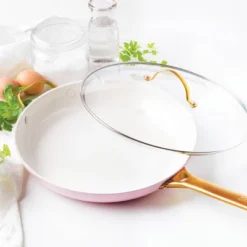 GreenPan Reserve 12" Frypan With Helper Handle & Lid Blush -Crosley Sales Store GUEST ad6e743e a92e 496e 93a3 04b52cf0a4a7