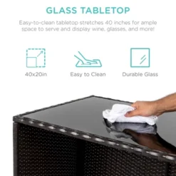 Best Choice Products 3-Piece All-Weather Wicker Bar Table Set For Patio, Backyard W/ 2 Stools, Glass Tabletop - Brown -Crosley Sales Store GUEST ad8f0cdc bd88 4437 a217 901692e0f707