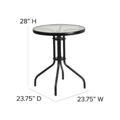 Emma And Oliver Three Piece Patio Table Set With Round Metal Frame Table With Tempered Glass Top And Two Flex Comfort Stacking Chairs -Crosley Sales Store GUEST ae40b841 f891 48fd af5f 3f0460400f2a