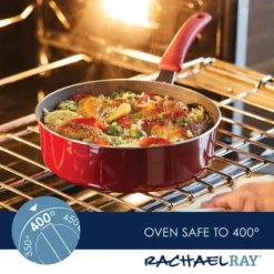 Rachael Ray Cook + Create Aluminum Nonstick Saute Pan With Lid 3qt Red -Crosley Sales Store GUEST ae8889f9 e39c 4be7 a9e8 0739de04b237