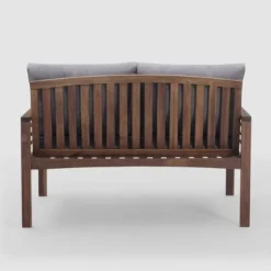 Saybrook Modern Metal And Wood Patio Loveseat - Gray/Dark Brown - Saracina Home -Crosley Sales Store GUEST ae9af088 ba9c 4721 8e43 d87ce52cba57