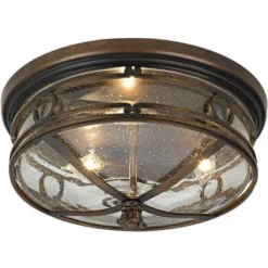 John Timberland Beverly Drive Rustic Flush Mount Outdoor Ceiling Light Bronze 7" Clear Seedy Glass For Post Exterior Barn Deck House Porch Yard Patio -Crosley Sales Store GUEST aea7d76e 35cb 4188 b7c3 b57f9c82c4a6
