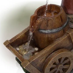 24" Vintage Red Water Pump With Wheelbarrow Fountain Small - Alpine Corporation -Crosley Sales Store GUEST aed6343d 4372 45b6 94db 7f9191cf9986